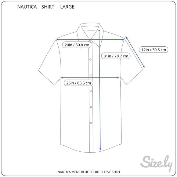 NAUTICA BUTTON DOWN COLLARED SHORT SLEEVE BLUE NAUTICAL THEMED SHIRT SIZE LARGE - Picture 2 of 8